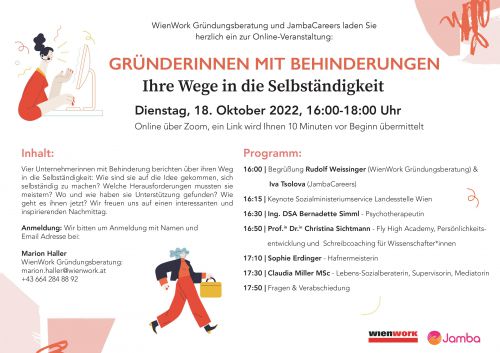 Einladung Gründerinnen mit Behinderung © Wien Work